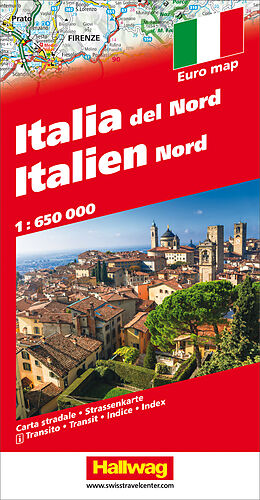 gefaltete (Land)Karte Italien Nord Strassenkarte 1:650 000 von 