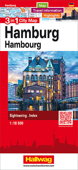gefaltete (Land)Karte Hamburg 3 in 1 City Map 1:18 500 von 