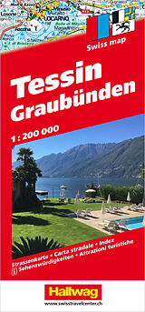 gefaltete (Land)Karte Tessin und Graubünden Strassenkarte 1:200 000 von 