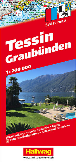 gefaltete (Land)Karte Tessin und Graubünden Strassenkarte 1:200 000 von 