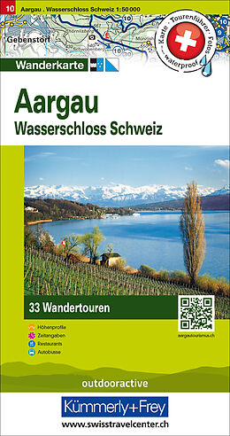 gefaltete (Land)Karte Aargau Wasserschloss Schweiz Nr. 10 Touren-Wanderkarte 1:50 000 von 