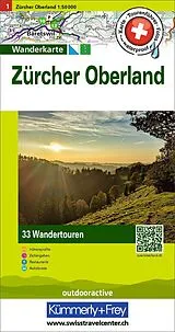 gefaltete (Land)Karte Kümmerly+Frey Wandertourenkarte 1 Zürcher Oberland 1:50.000 von