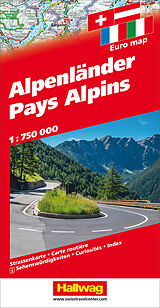 Carte (de géographie) Alpenländer. Pays Alpins 1:750 000 de Hallwag Kümmerly+Frey AG