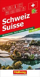 gefaltete (Land)Karte Hallwag Strassenkarte Schweiz 1:303.000 von 