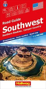 gefaltete (Land)Karte Hallwag Strassenkarte USA, Southwest 1:1 Mio. von 