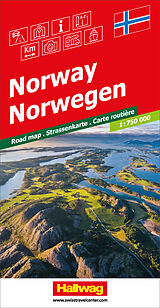 gefaltete (Land)Karte Norwegen Strassenkarte, 1:750 000 von 