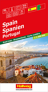 gefaltete (Land)Karte Spanien / Portugal Strassenkarte 1:1 Mio. von 