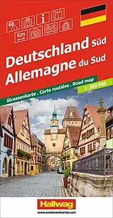 gefaltete (Land)Karte Hallwag Strassenkarte Deutschland Süd 1:500.000 von 