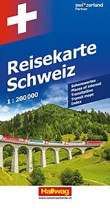 gefaltete (Land)Karte Hallwag Strassenkarte Reisekarte Schweiz 1:200.000 von 