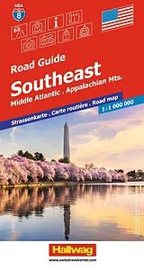 gefaltete (Land)Karte Hallwag Strassenkarte USA, Southeast 1:1 Mio. von 