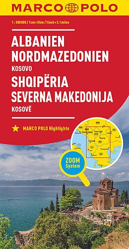Carte (de géographie) MARCO POLO Länderkarte Albanien, Nordmazedonien 1:500.000 500000 de 