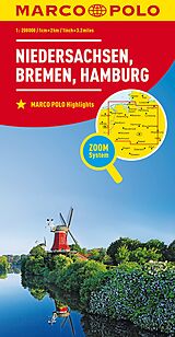(Land)Karte MARCO POLO Regionalkarte Deutschland 03 Niedersachsen, Bremen, Hamburg 1:200.000 von 