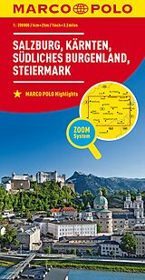 Carte (de géographie) Salzburg Kärnten Steiermark Südliches Burgenland 1:200 000 de 
