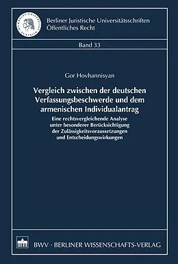 E-Book (pdf) Vergleich zwischen der deutschen Verfassungsbeschwerde und dem armenischen Individualantrag von Gor Hovhannisyan