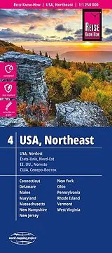 (Land)Karte Reise Know-How Landkarte USA, Nordost / USA, Northeast (1:1.250.000) : Maine, Maryland, New York, Ohio, West Virginia, ... von Reise Know-How Verlag Peter Rump
