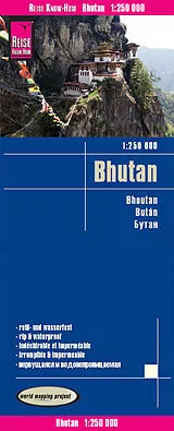 gefaltete (Land)Karte Reise Know-How Landkarte Bhutan (1:250.000) von 