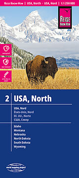 (Land)Karte Reise Know-How Landkarte USA 02, Nord (1:1.250.000) : Idaho, Montana, Wyoming, North Dakota, South Dakota, Nebraska von Reise Know-How Verlag Reise Know-How Verlag Peter Rump