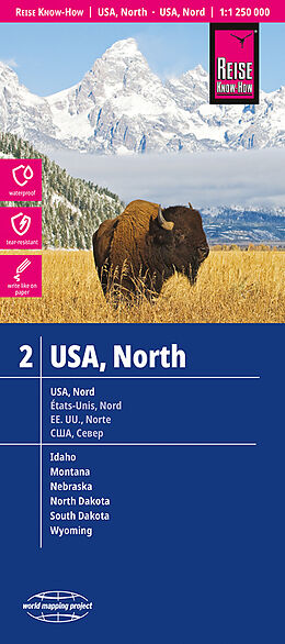 gefaltete (Land)Karte Reise Know-How Landkarte USA, Nord / USA, North (1:1.250.000) : Idaho, Montana, Wyoming, North Dakota, South Dakota, Nebraska von Reise Know-How Verlag Peter Rump