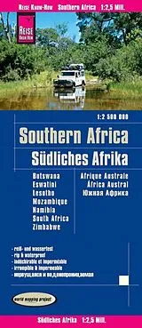 gefaltete (Land)Karte Reise Know-How Landkarte Südliches Afrika (1:2.500.000) : Botswana, Lesotho, Mosambik, Namibia, Simbabwe, Südafrika, Swasiland 2500000 von 