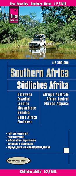 (Land)Karte Reise Know-How Landkarte Südliches Afrika (1:2.500.000) : Botswana, Lesotho, Mosambik, Namibia, Simbabwe, Südafrika, Swasiland von Reise Know-How Verlag Peter Rump