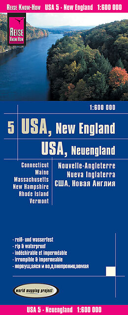 (Land)Karte Reise Know-How Landkarte USA 05, Neuengland (1:600.000) : Connecticut, Maine, Massachusetts, New Hampshire, Rhode Island, Vermont von Reise Know-How Verlag Peter Rump