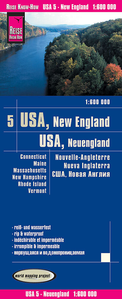 Reise Know-How Landkarte USA 05, Neuengland (1:600.000) : Connecticut, Maine, Massachusetts, New Hampshire, Rhode Island, Vermont