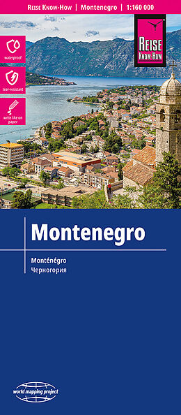 gefaltete (Land)Karte Reise Know-How Landkarte Montenegro (1:160.000) 160000 von 
