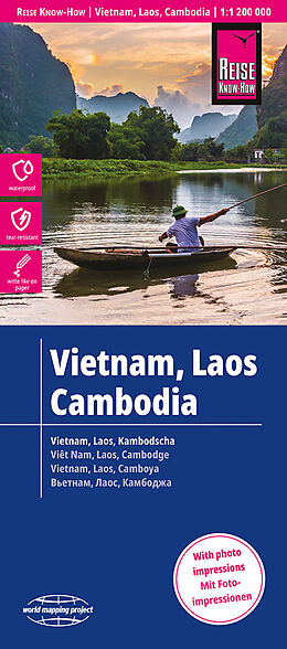 Carte (de géographie) pliée Reise Know-How Landkarte Vietnam, Laos, Kambodscha (1:1.200.000) 1200000 de Reise Know-How Verlag Peter Rump GmbH