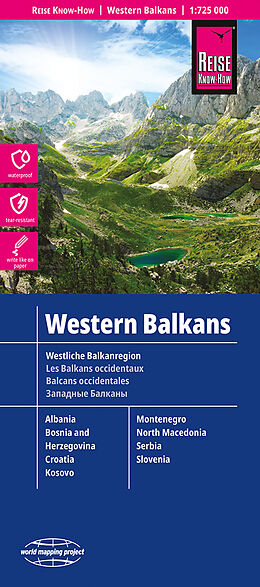 Carte (de géographie) Reise Know-How Landkarte Westliche Balkanregion / Western Balkans (1:725.000) de Reise Know-How Verlag Peter Rump GmbH