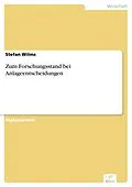E-Book (pdf) Zum Forschungsstand bei Anlageentscheidungen von Stefan Wilms