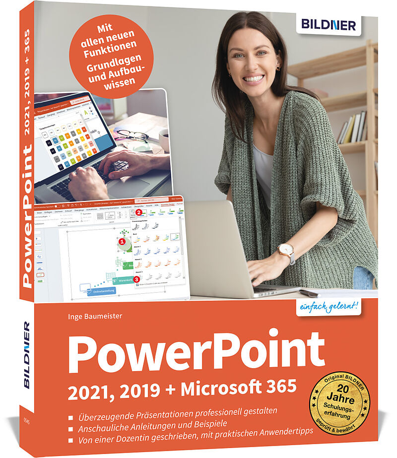 Kartonierter Einband PowerPoint 2021, 2019 + Microsoft 365 von Inge Baumeister