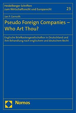 Kartonierter Einband Pseudo Foreign Companies - Who Art Thou? von Jan P. Gernoth
