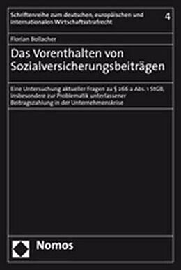 Kartonierter Einband Das Vorenthalten von Sozialversicherungsbeiträgen von Florian Bollacher