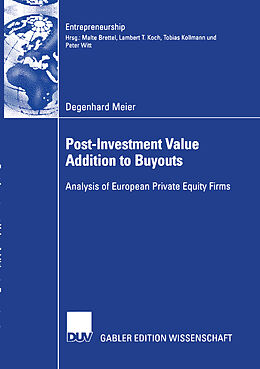 Kartonierter Einband Post-Investment Value Addition to Buyouts von Degenhard Meier