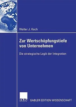 E-Book (pdf) Zur Wertschöpfungstiefe von Unternehmen von Walter Koch