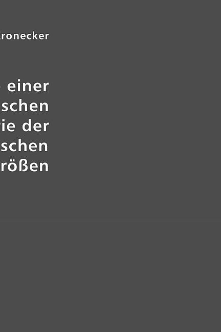 Grundzüge einer arithmetischen Theorie der algebraischen Grössen