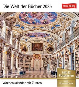 Kalender Die Welt der Bücher Postkartenkalender 2025 - Wochenkalender mit 53 Literaturpostkarten von 