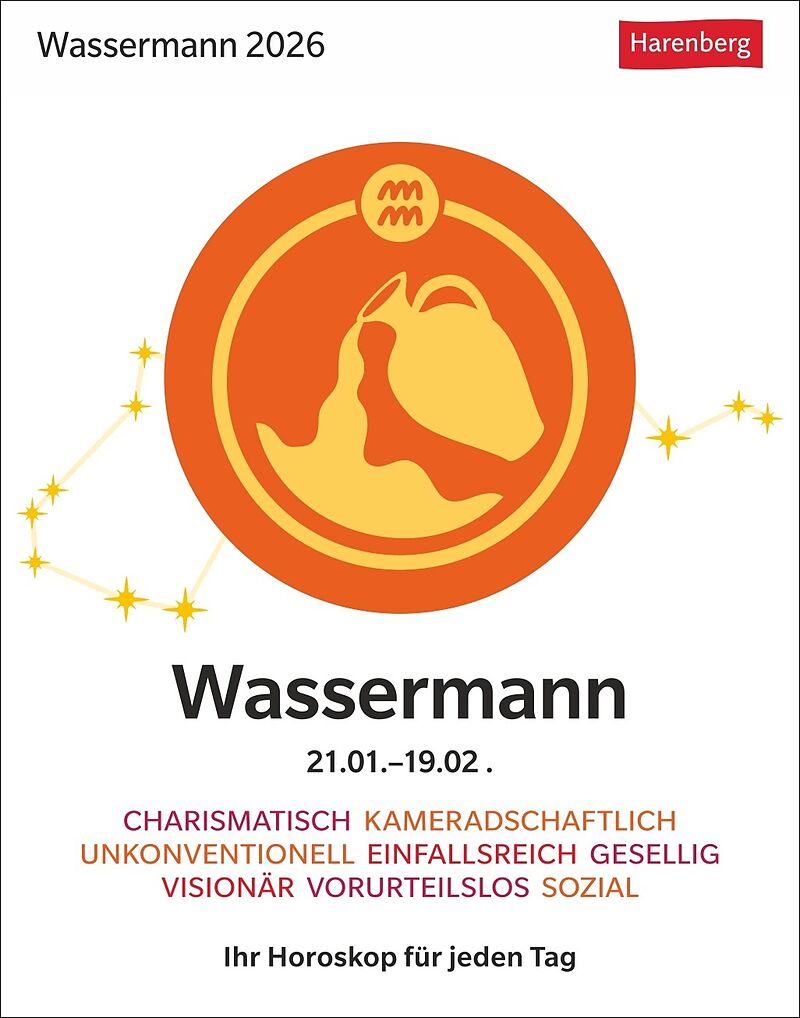 Wassermann Sternzeichenkalender 2026 - Tagesabreißkalender - Ihr Horoskop für jeden Tag
