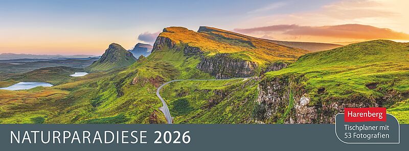 Naturparadiese Premium-Tischplaner 2026 - Wochenkalender mit 53 Fotografien