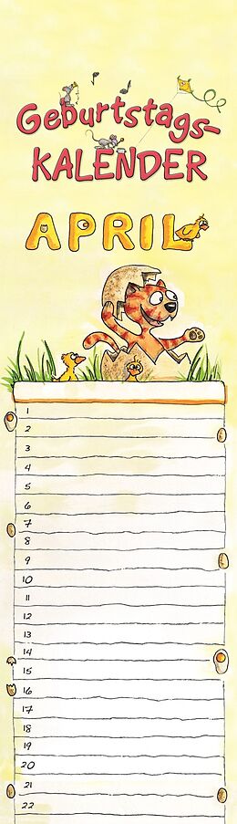 Kalender Geburtstagskalender Mini Cartoon - lustige Cartoons - immerwährendes Kalendarium - 9,5x33 cm - Spiralbindung von 