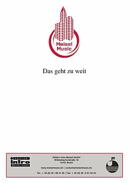 E-Book (pdf) Das geht zu weit von Kurt Feltz, Max Wallner, Fred Raymond