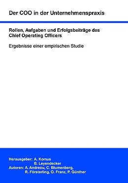 E-Book (epub) Der COO in der Unternehmenspraxis von Philipp Günther, Christin Blumenberg, Athanasios Andreou