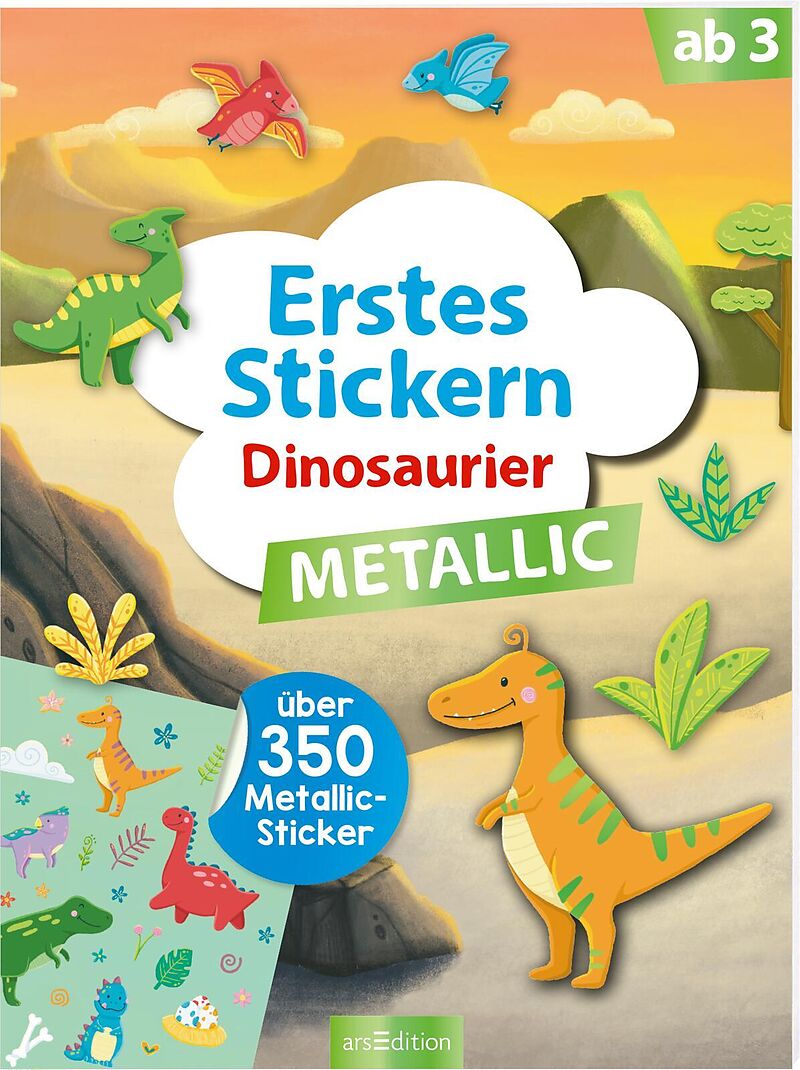 Erstes Stickern Metallic  Dinosaurier