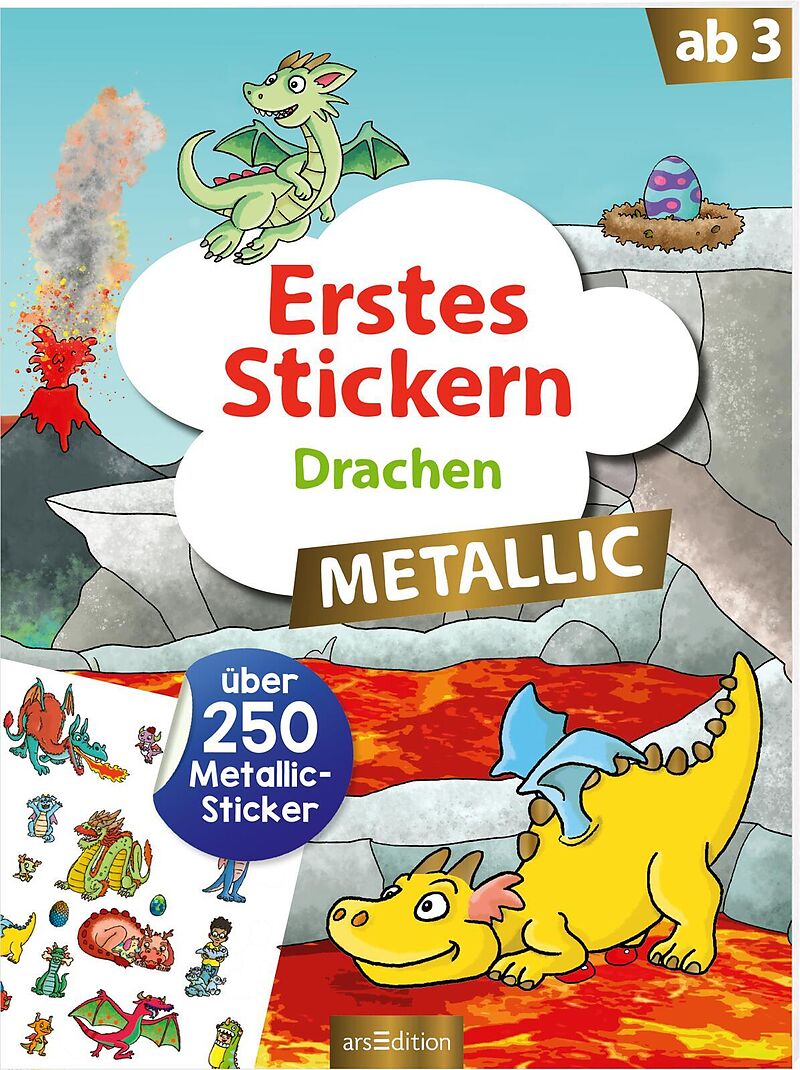 Erstes Stickern Metallic  Drachen