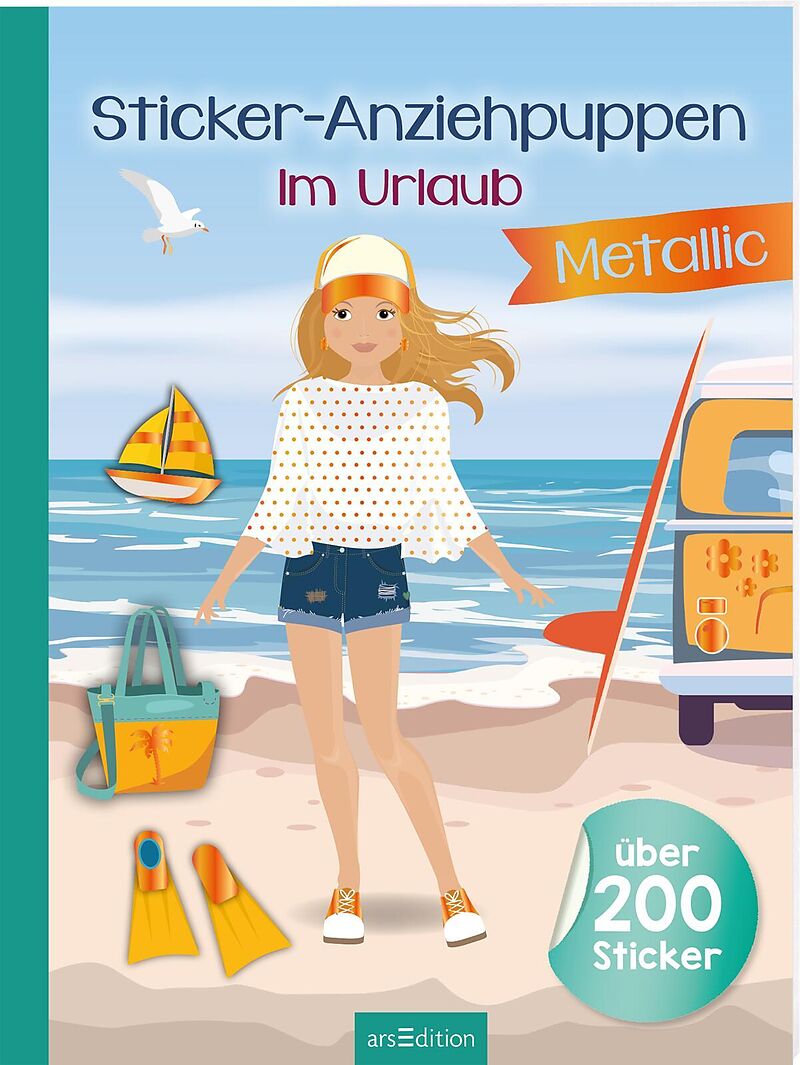 Sticker-Anziehpuppen Metallic  Im Urlaub