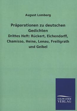 Kartonierter Einband Präparationen zu deutschen Gedichten von August Lomberg