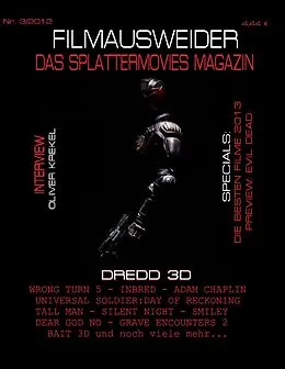 E-Book (epub) FILMAUSWEIDER - Das Splattermovies Magazin - Ausgabe 3 - Dredd 3D, Wrong Turn 5, Tall Men, Smiley, Cockneys vs Zombies, Universal Soldier: Day of Reckoning, Silen Night, Inbred, Adam Chaplin, Dear God No, Bait 3D, Rise of the Zombies ... Evil Dead - Remake von Andreas Port