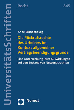 Kartonierter Einband Die Rückrufsrechte des Urhebers im Kontext allgemeiner Vertragsbeendigungsgründe von Anne Brandenburg