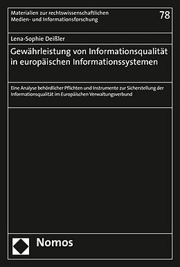 Kartonierter Einband Gewährleistung von Informationsqualität in europäischen Informationssystemen von Lena-Sophie Deißler