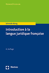 Couverture cartonnée Introduction à la langue juridique française de Christine Schmidt-König